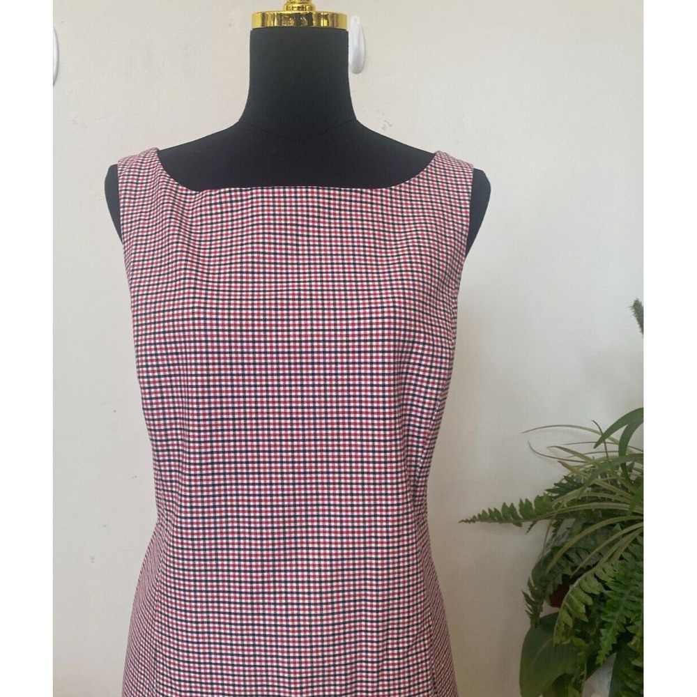NWT J. Crew Red and Navy Plaid Check Cotton Blend Sheath Dress Size 10, $148 - Picture 3 of 7